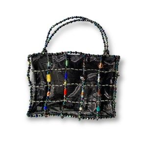 Handmade Beaded Colorful Iridescent See Through Evening Purse Bag